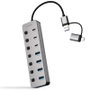 Nanocable Hub USB 3.0 con Conector Intercambiable, 4xUSB-A + 3xUSB-C + USB-C PD, Gris